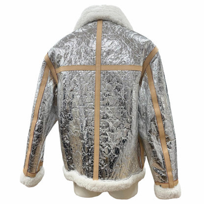 Louis Vuitton Lambskin Leather Monogram Mirror Shearling Double Zip Up Jacket — view 4