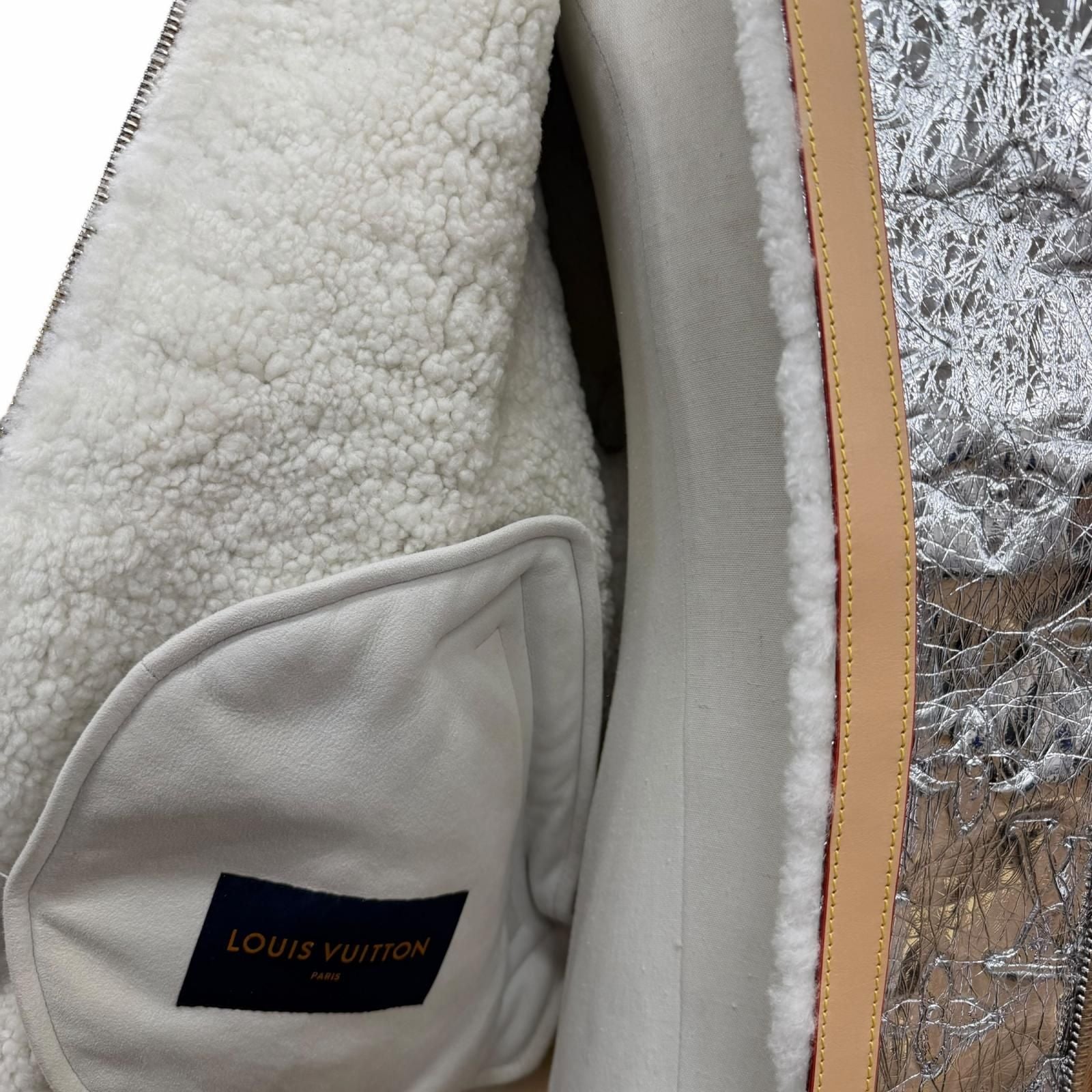 Louis Vuitton Lambskin Leather Monogram Mirror Shearling Double Zip Up Jacket — view 5