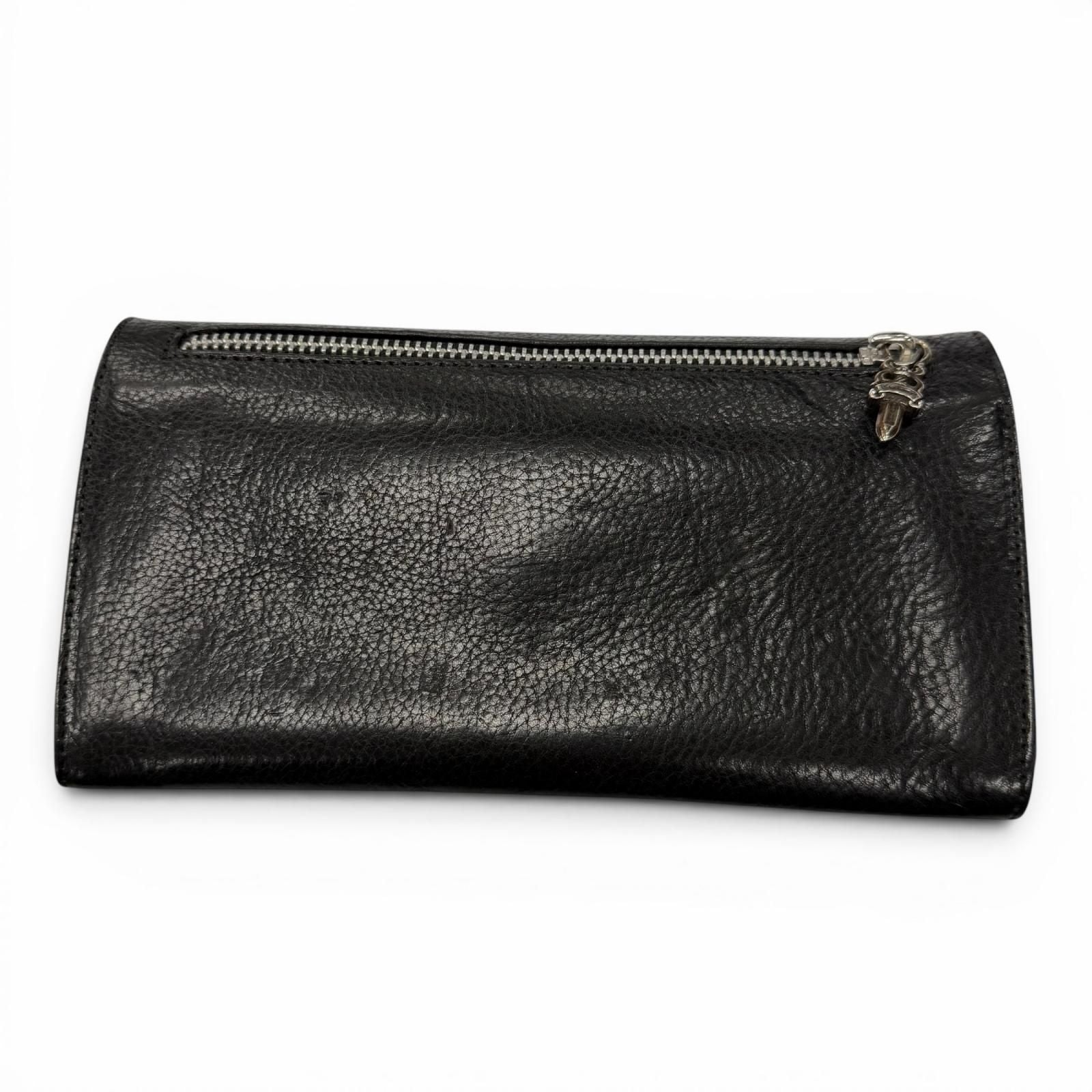 Chrome Hearts Grishi Baby Leather 925 Cross Button Wallet Bifold Black Silver — view 2