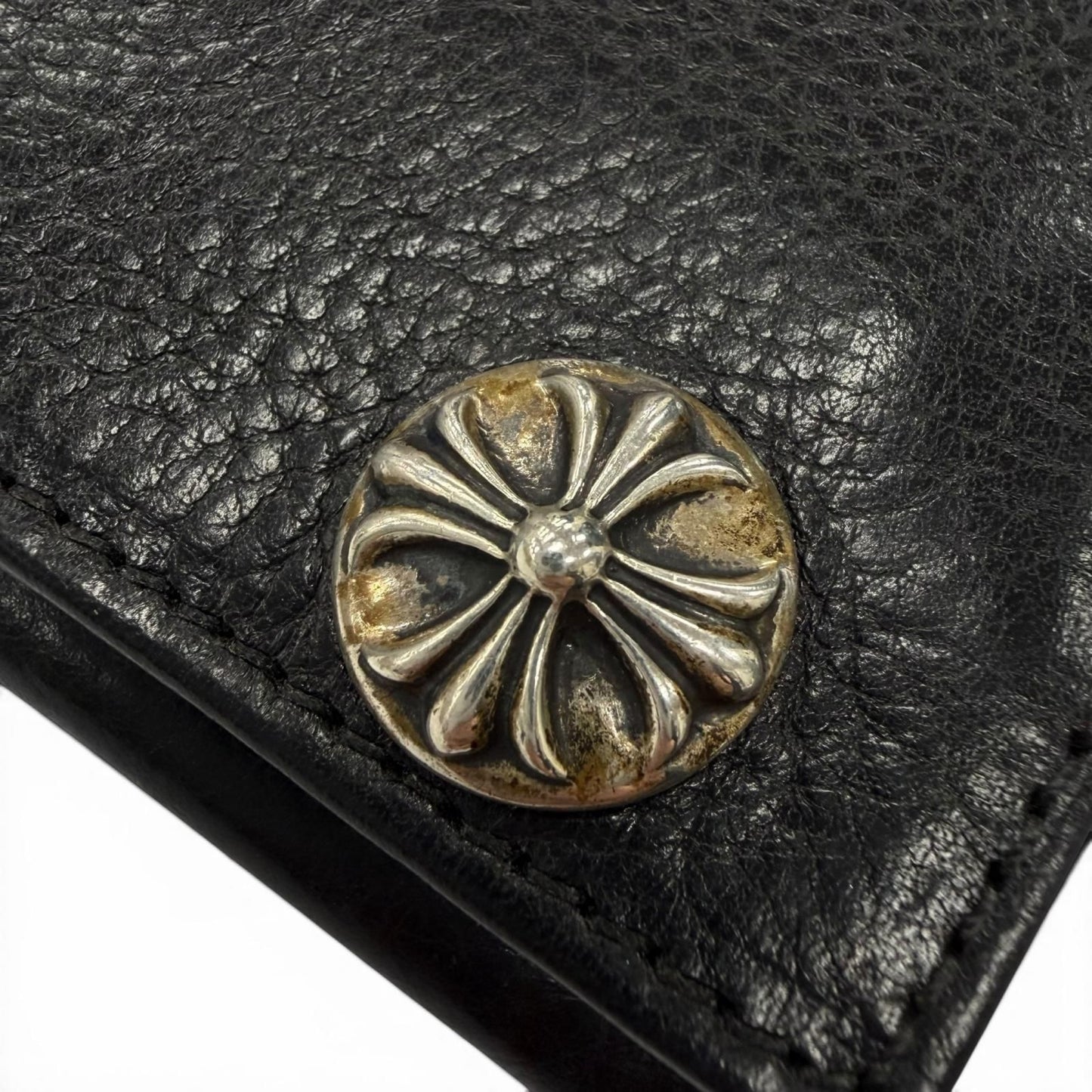 Chrome Hearts Grishi Baby Leather 925 Cross Button Wallet Bifold Black Silver — view 7