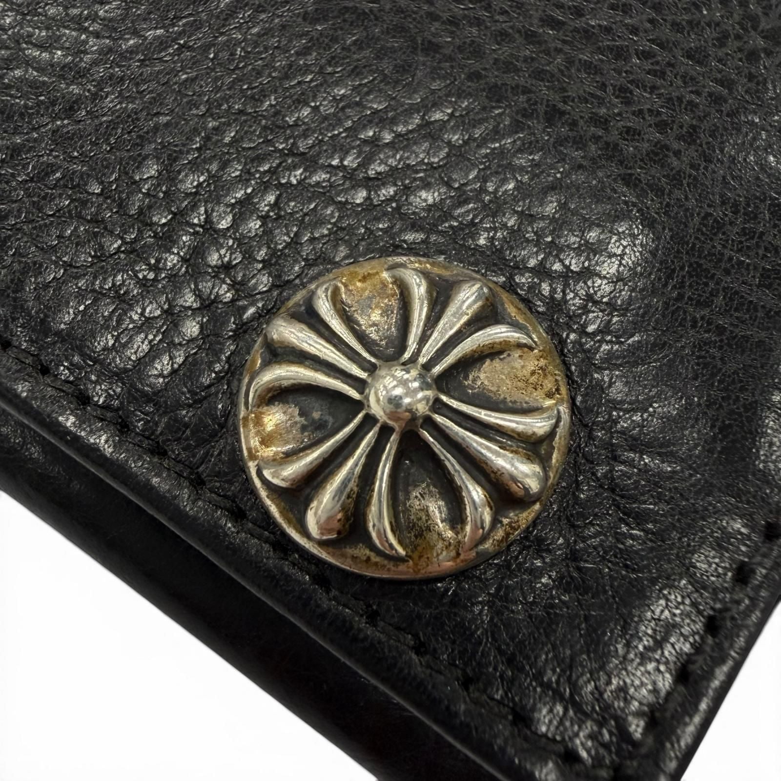 Chrome Hearts Grishi Baby Leather 925 Cross Button Wallet Bifold Black Silver — view 7