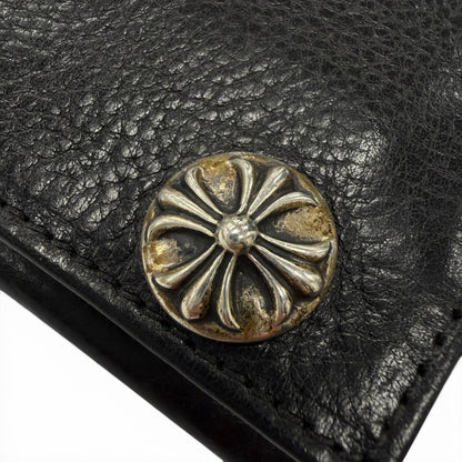 Chrome Hearts Grishi Baby Leather 925 Cross Button Wallet Bifold Black Silver — view 7