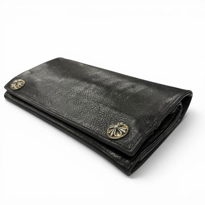Chrome Hearts Grishi Baby Leather 925 Cross Button Wallet Bifold Black Silver — view 3