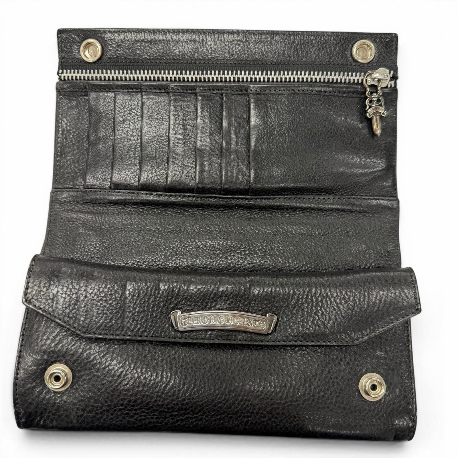 Chrome Hearts Grishi Baby Leather 925 Cross Button Wallet Bifold Black Silver — view 4