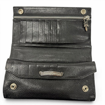 Chrome Hearts Grishi Baby Leather 925 Cross Button Wallet Bifold Black Silver — view 4