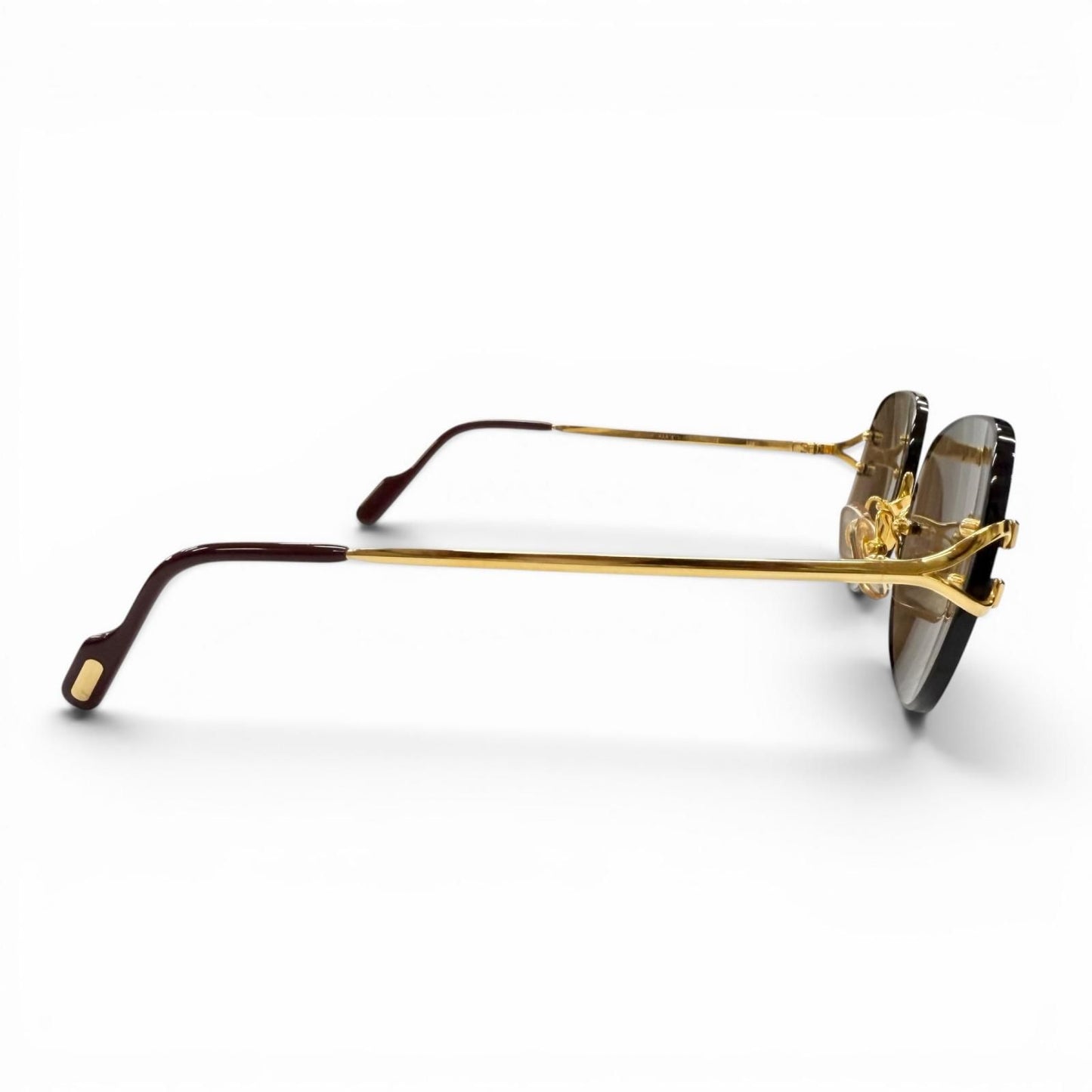 Cartier Rimless Two Point 2C Decor Eyewear Sunglasses Gold Bordeaux Brown 18 — view 5