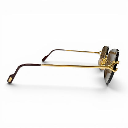 Cartier Rimless Two Point 2C Decor Eyewear Sunglasses Gold Bordeaux Brown 18 — view 5