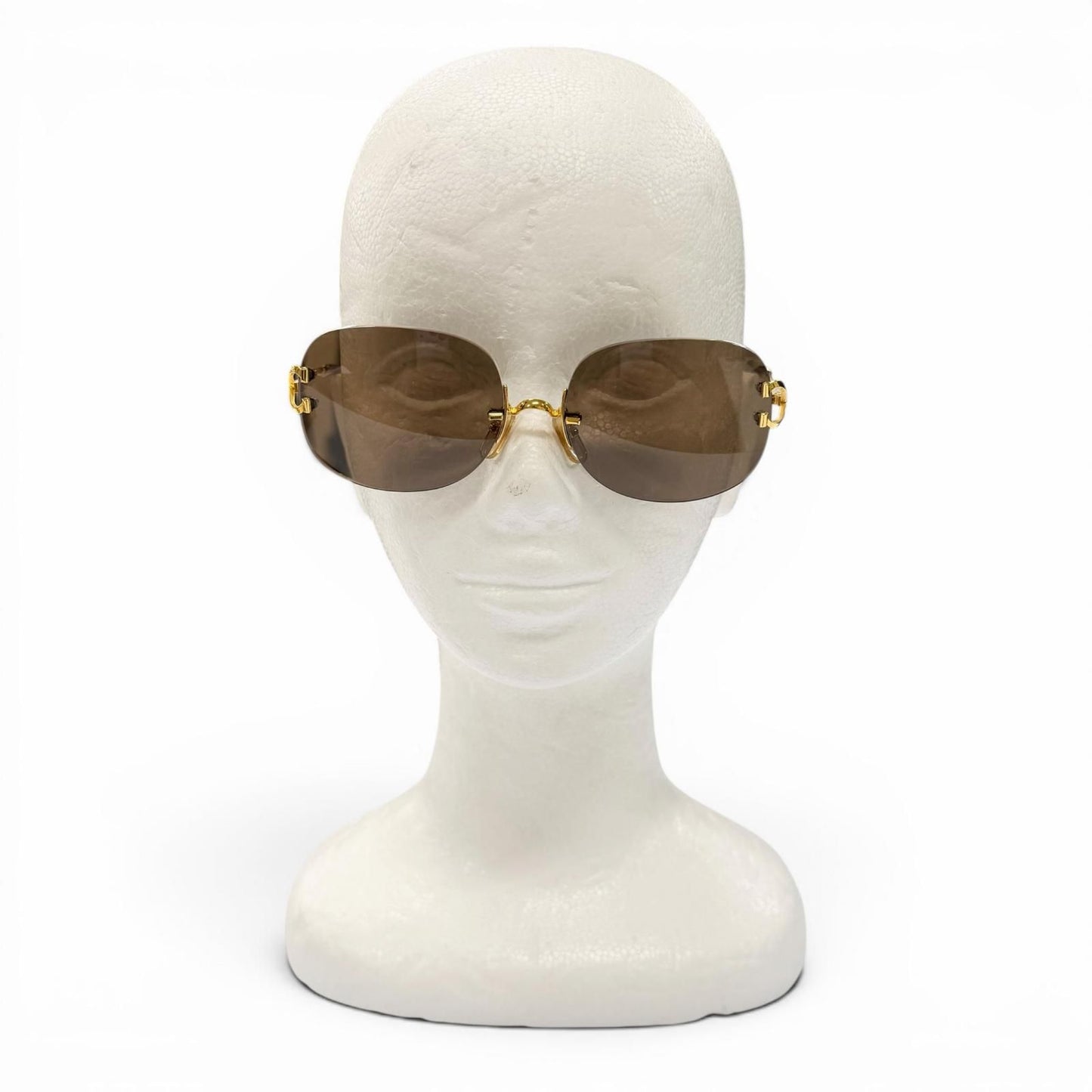 Cartier Rimless Two Point 2C Decor Eyewear Sunglasses Gold Bordeaux Brown 18 — view 3