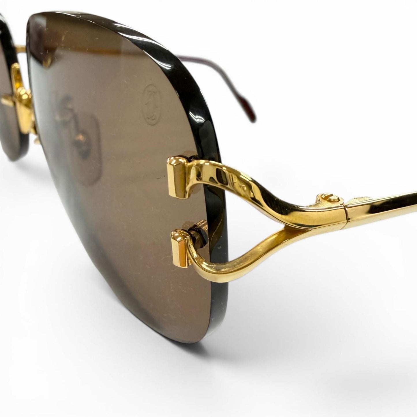 Cartier Rimless Two Point 2C Decor Eyewear Sunglasses Gold Bordeaux Brown 18 — view 7