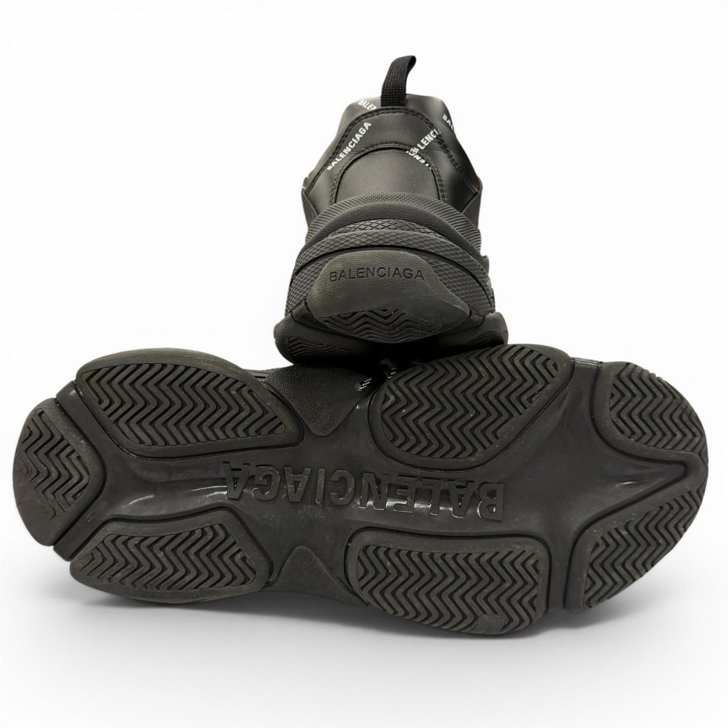 Balenciaga Triple S Leather Allover Logo All Pattern Sneakers Black — view 5