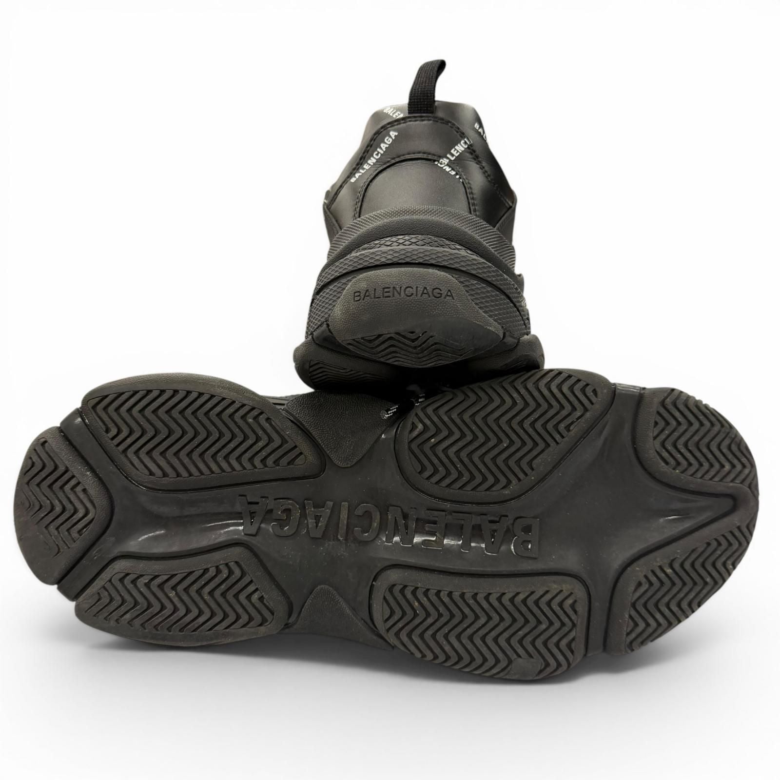 Balenciaga Triple S Leather Allover Logo All Pattern Sneakers Black — view 5