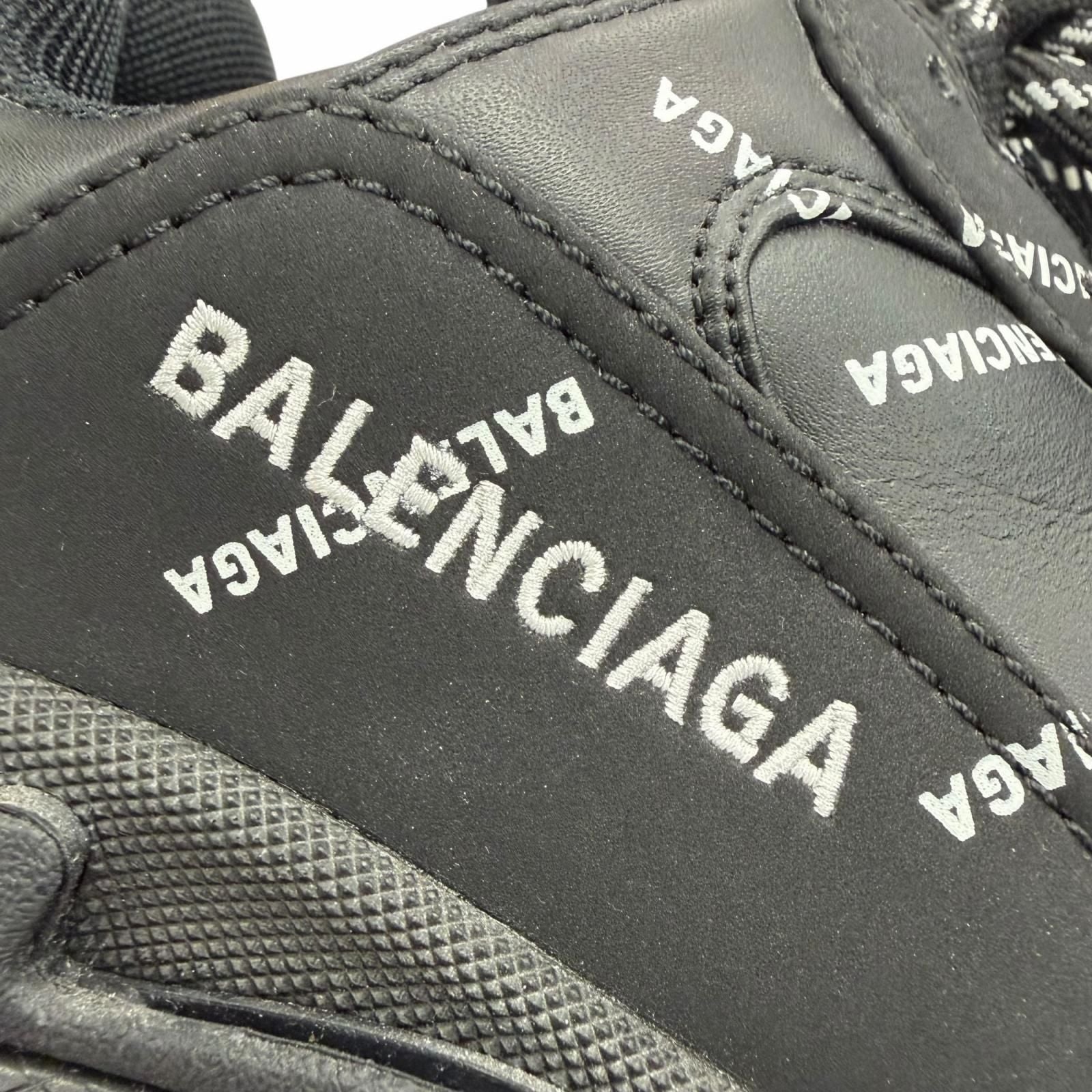 Balenciaga Triple S Leather Allover Logo All Pattern Sneakers Black — view 9
