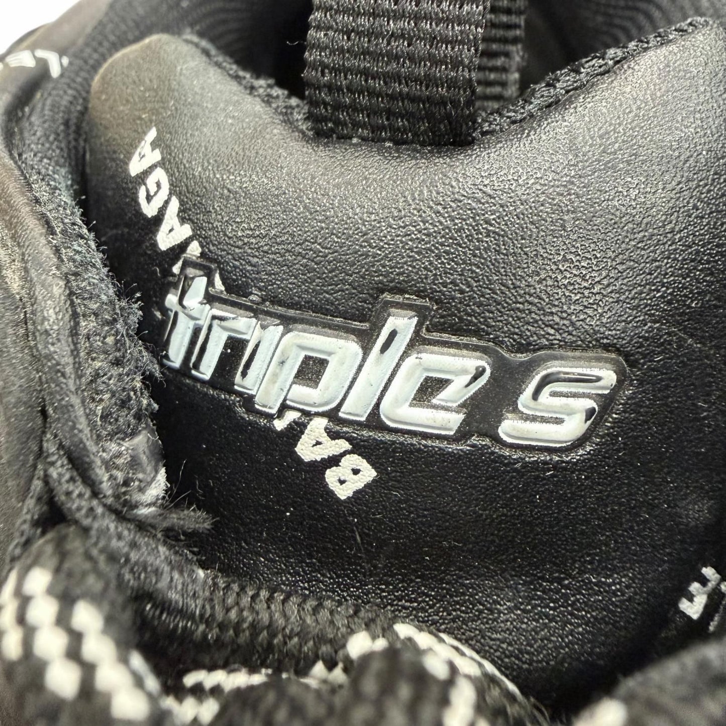 Balenciaga Triple S Leather Allover Logo All Pattern Sneakers Black — view 7