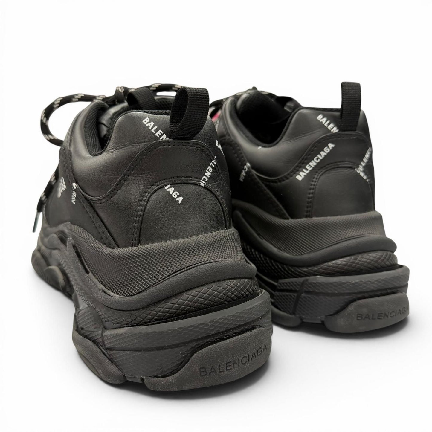 Balenciaga Triple S Leather Allover Logo All Pattern Sneakers Black — view 4