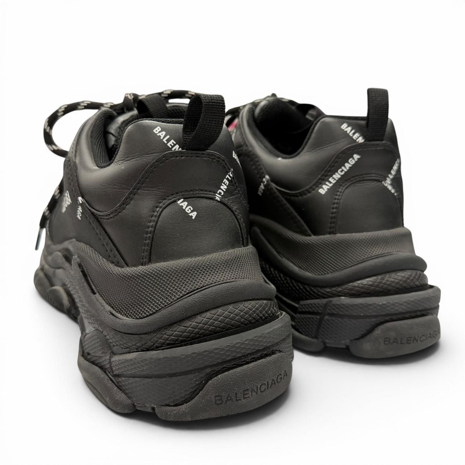 Balenciaga Triple S Leather Allover Logo All Pattern Sneakers Black — view 4