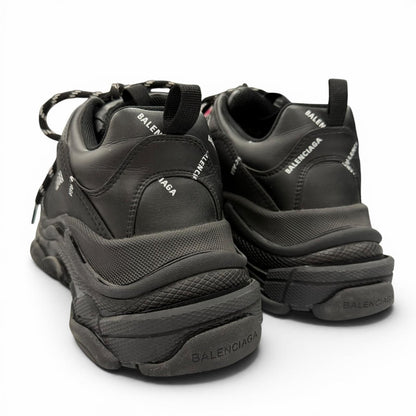 Balenciaga Triple S Leather Allover Logo All Pattern Sneakers Black — view 4