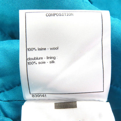 Chanel 19k Wool 100% CC Logo Flower Button Tweed Skirt Lining Blue 36 — view 8