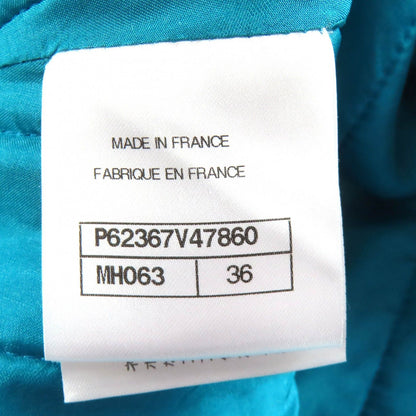 Chanel 19k Wool 100% CC Logo Flower Button Tweed Skirt Lining Blue 36 — view 7