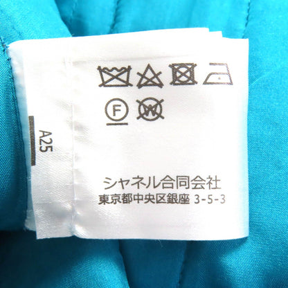 Chanel 19k Wool 100% CC Logo Flower Button Tweed Skirt Lining Blue 36 — view 9
