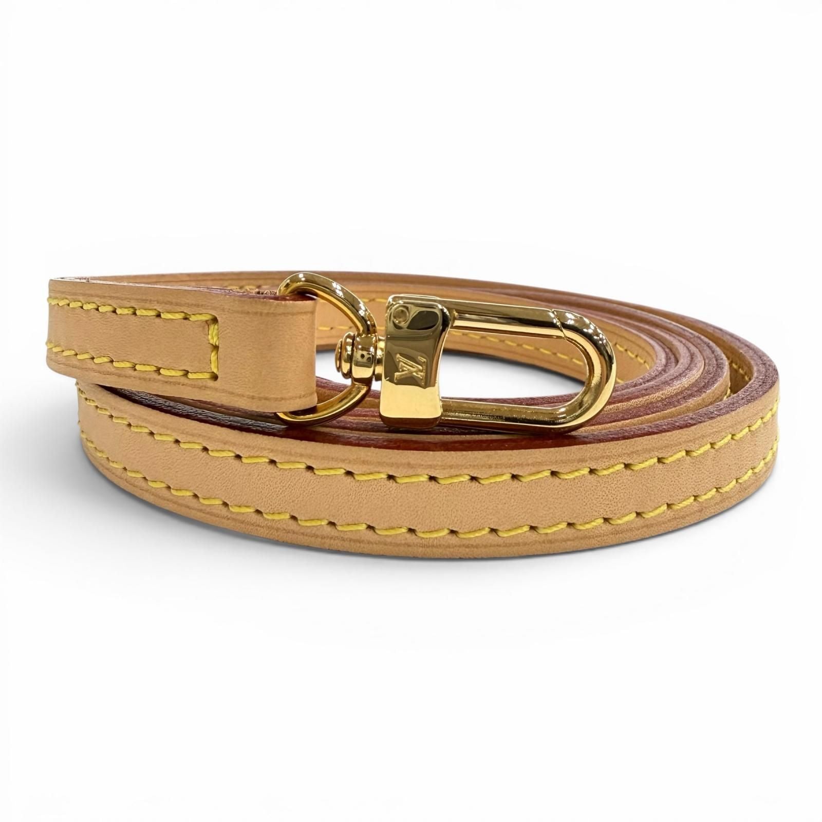 Louis Vuitton Logo Leather Shoulder Strap Light Brown Gold