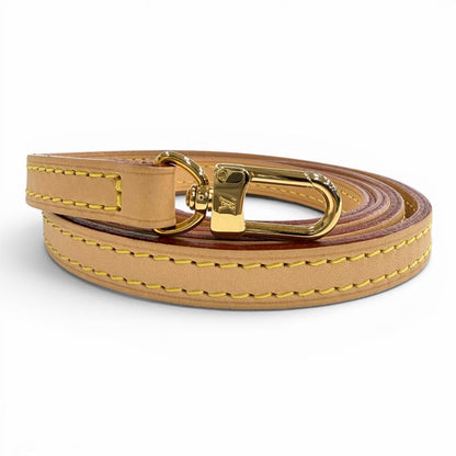Louis Vuitton Logo Leather Shoulder Strap Light Brown Gold