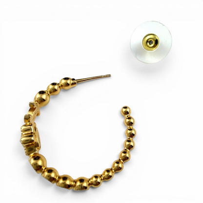 Chanel Crystal CC Logo Star Hoop Earrings Gold — view 5