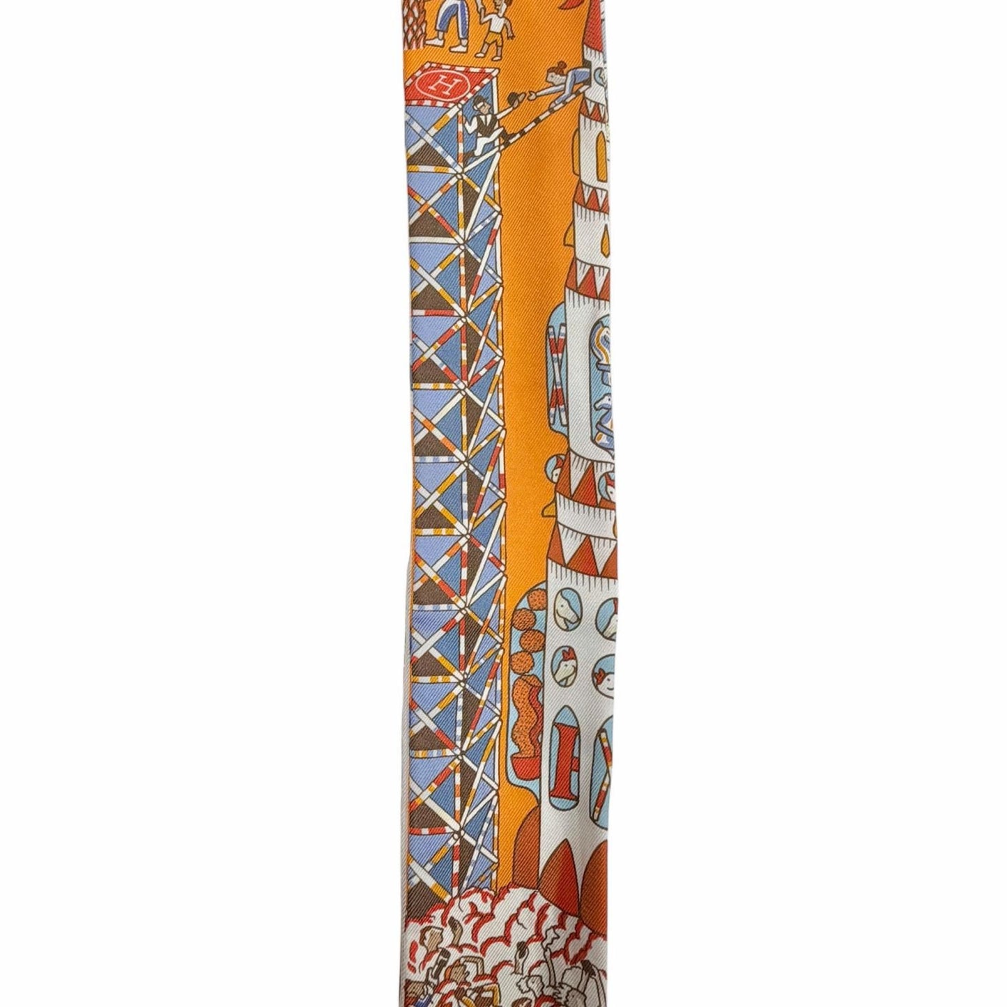 Hermes Exposition Universelle Silk 100% Orange Ciel Brick Scarf — view 4