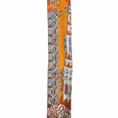 Hermes Exposition Universelle Silk 100% Orange Ciel Brick Scarf — view 4