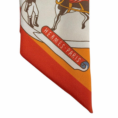Hermes Exposition Universelle Silk 100% Orange Ciel Brick Scarf — view 5