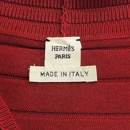 Hermes Silk Blend Chaine D'ancre Neck Long Sleeve Knit Cardigan Bordeaux 38 — view 6