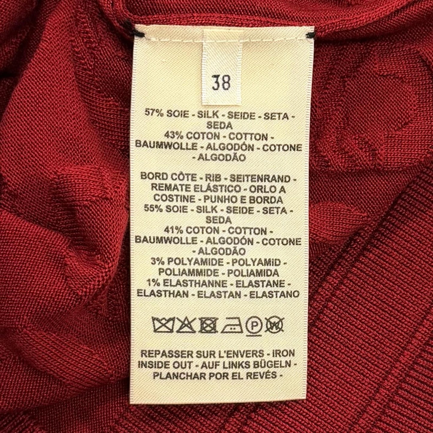 Hermes Silk Blend Chaine D'ancre Neck Long Sleeve Knit Cardigan Bordeaux 38 — view 7
