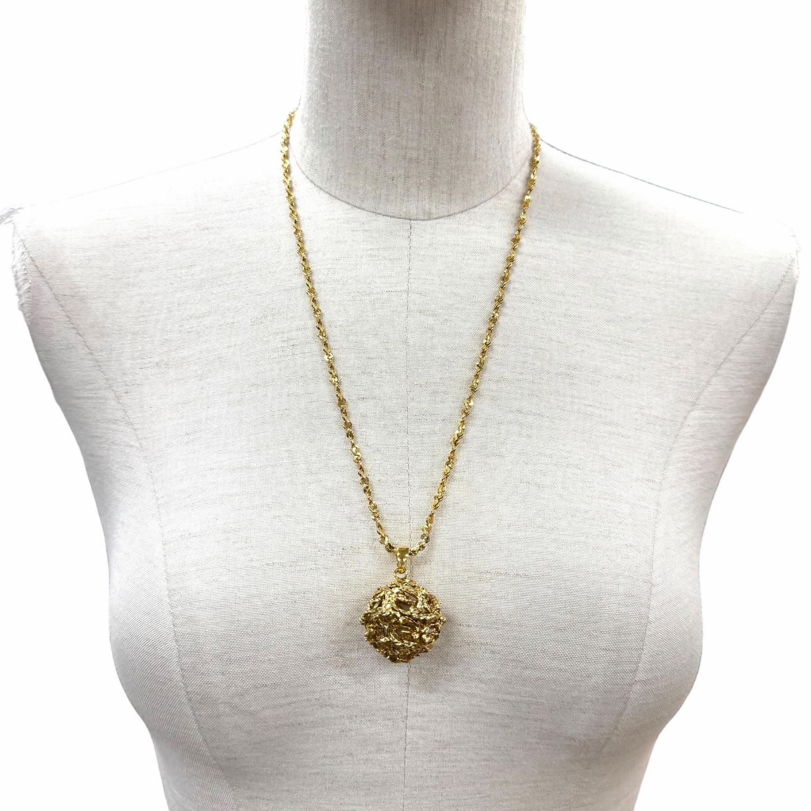 Saint Laurent Yves Vintage Ball Necklace Pendant Gold — view 2