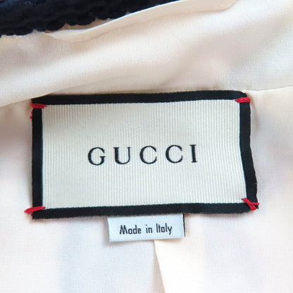Gucci Cotton Interlocking Metal Button GG Tweed Collarless Jacket White Red — view 7