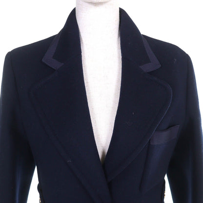 Gucci GG Chain with Buttons Wool Long Coat Navy 38 Hanger — view 4
