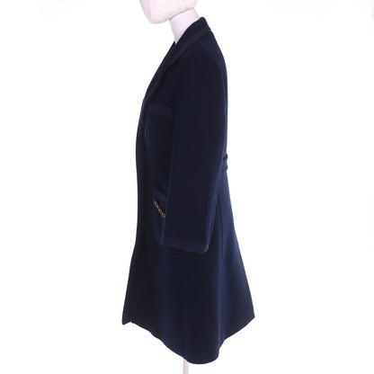 Gucci GG Chain with Buttons Wool Long Coat Navy 38 Hanger — view 2