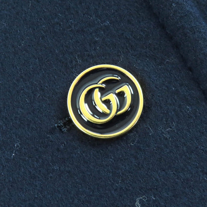 Gucci GG Chain with Buttons Wool Long Coat Navy 38 Hanger — view 6