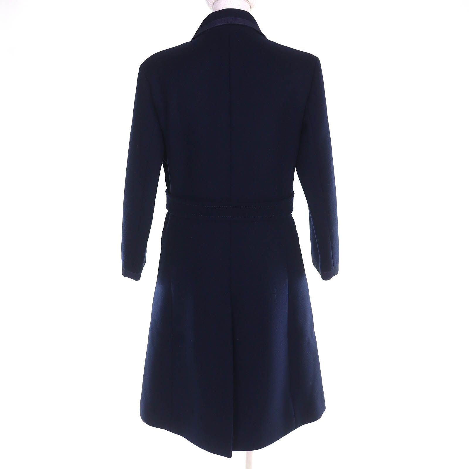 Gucci GG Chain with Buttons Wool Long Coat Navy 38 Hanger — view 3