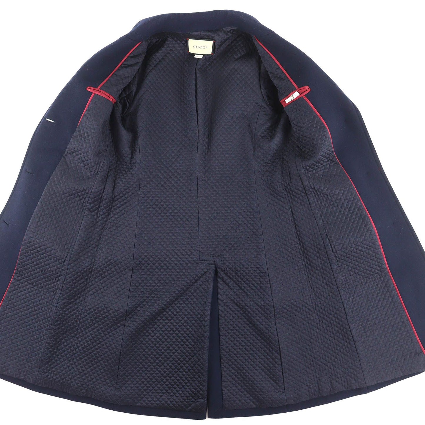 Gucci GG Chain with Buttons Wool Long Coat Navy 38 Hanger — view 5