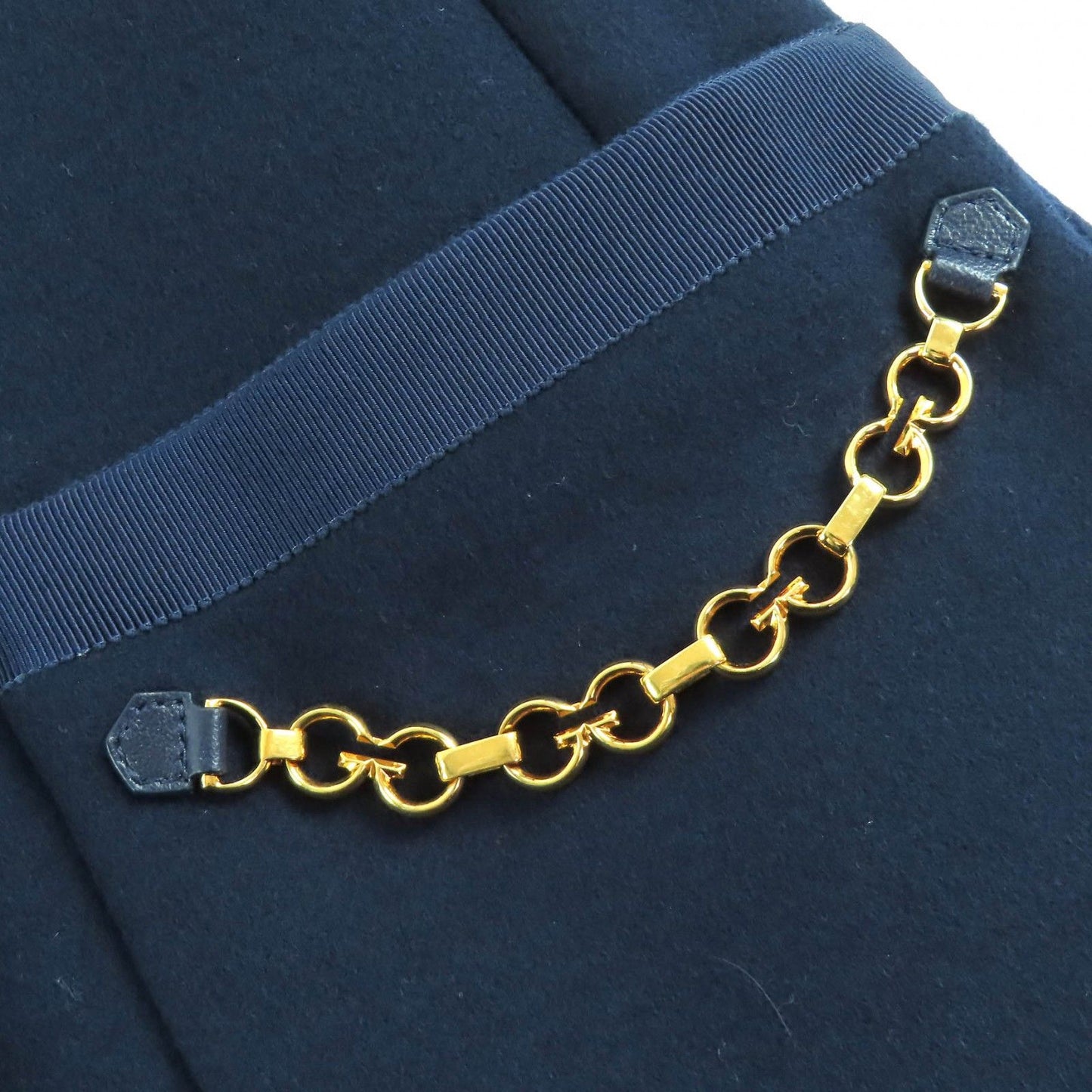 Gucci GG Chain with Buttons Wool Long Coat Navy 38 Hanger — view 7