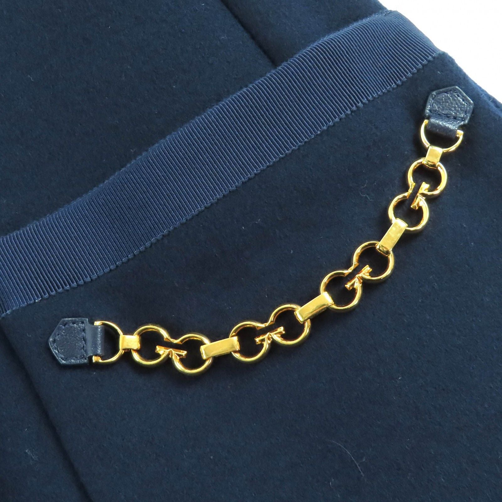 Gucci GG Chain with Buttons Wool Long Coat Navy 38 Hanger — view 7