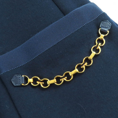 Gucci GG Chain with Buttons Wool Long Coat Navy 38 Hanger — view 7