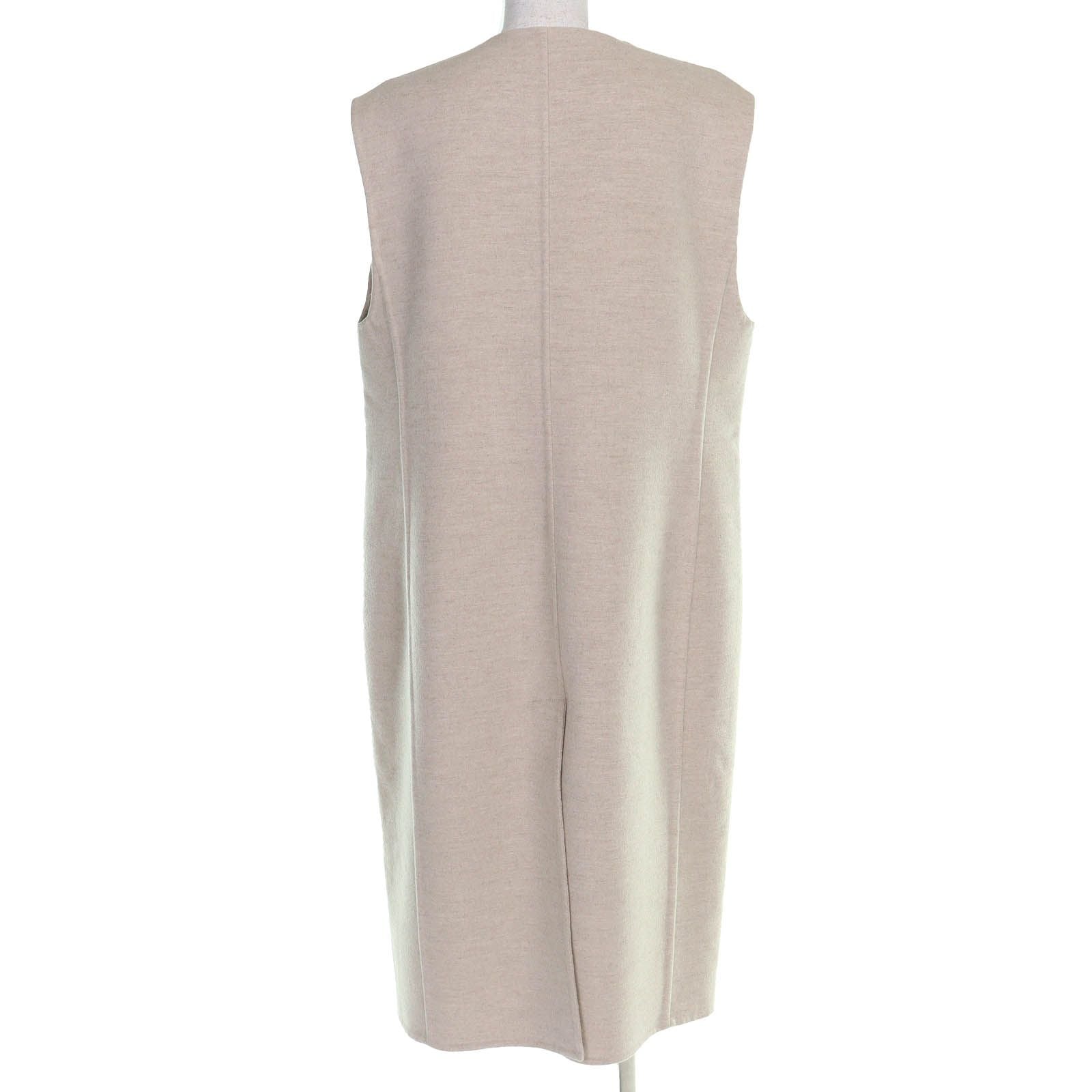 Hermes Cashmere Wood Series Button Long Gilet Vest Beige 44 Recommended — view 3