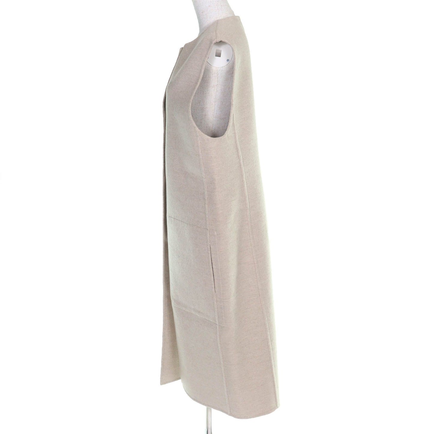 Hermes Cashmere Wood Series Button Long Gilet Vest Beige 44 Recommended — view 2