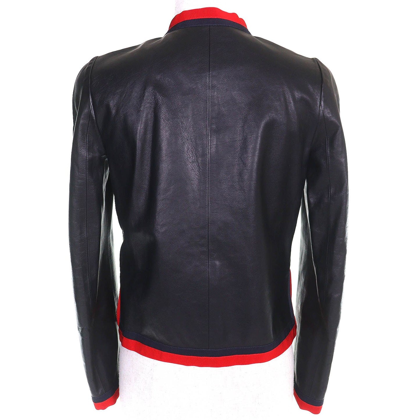 Gucci Lining Allover Pattern GG Pearl Buttoned No Leather Jacket Black Red 36 — view 3
