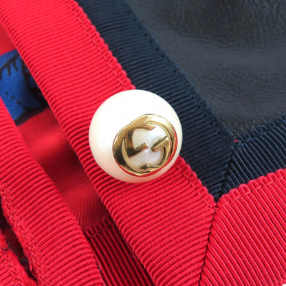 Gucci Lining Allover Pattern GG Pearl Buttoned No Leather Jacket Black Red 36 — view 6