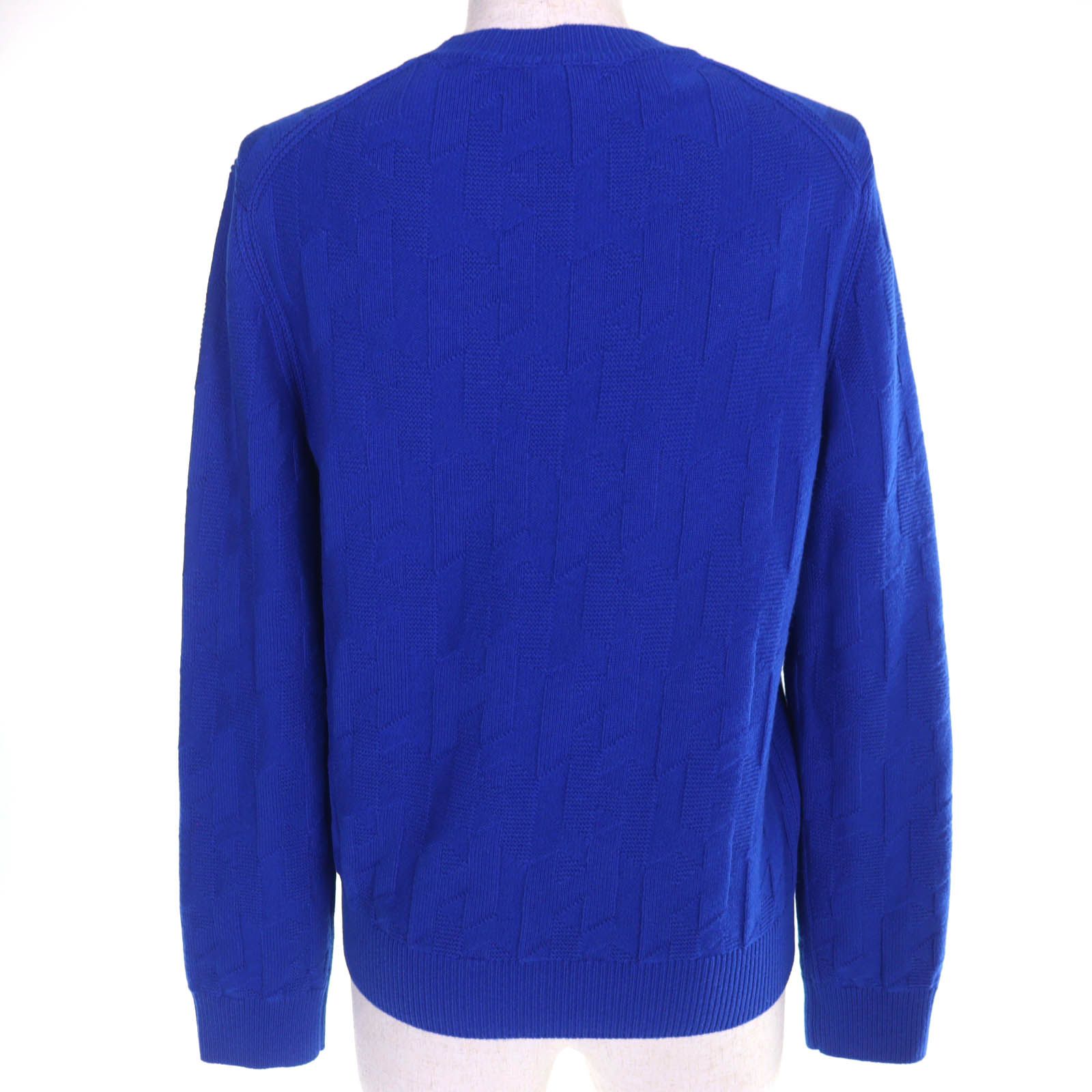 Hermes Wool Motif All Pattern Crew Neck Long Sleeve Knit Sweater Blue 40 — view 3