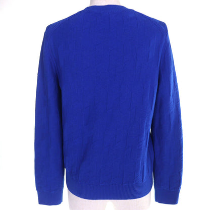 Hermes Wool Motif All Pattern Crew Neck Long Sleeve Knit Sweater Blue 40 — view 3