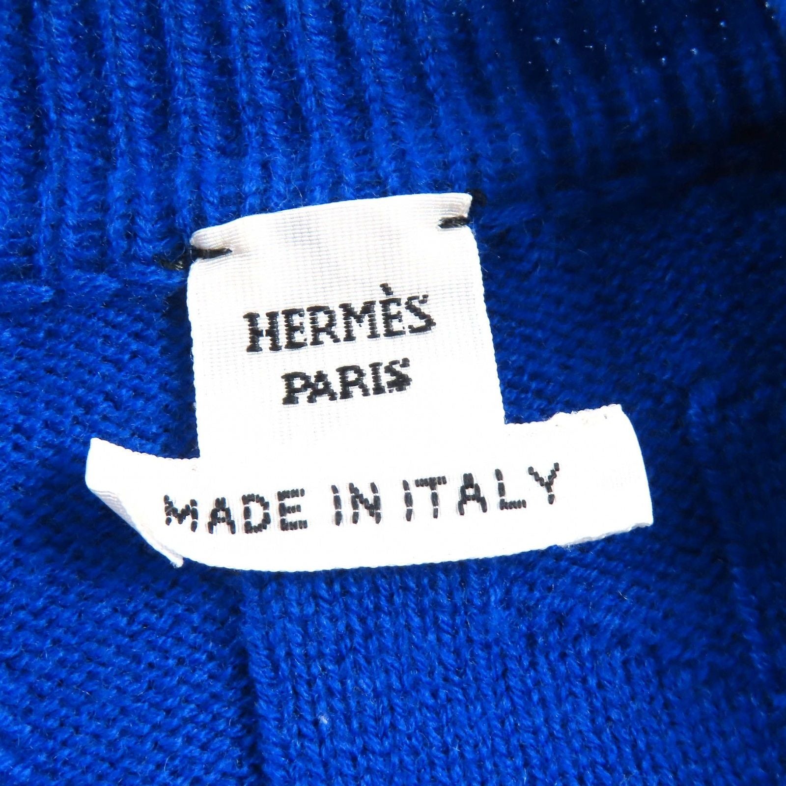 Hermes Wool Motif All Pattern Crew Neck Long Sleeve Knit Sweater Blue 40 — view 6