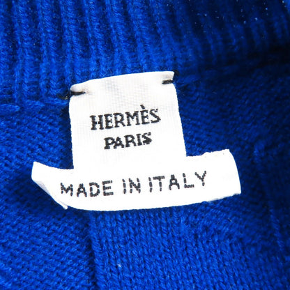 Hermes Wool Motif All Pattern Crew Neck Long Sleeve Knit Sweater Blue 40 — view 6