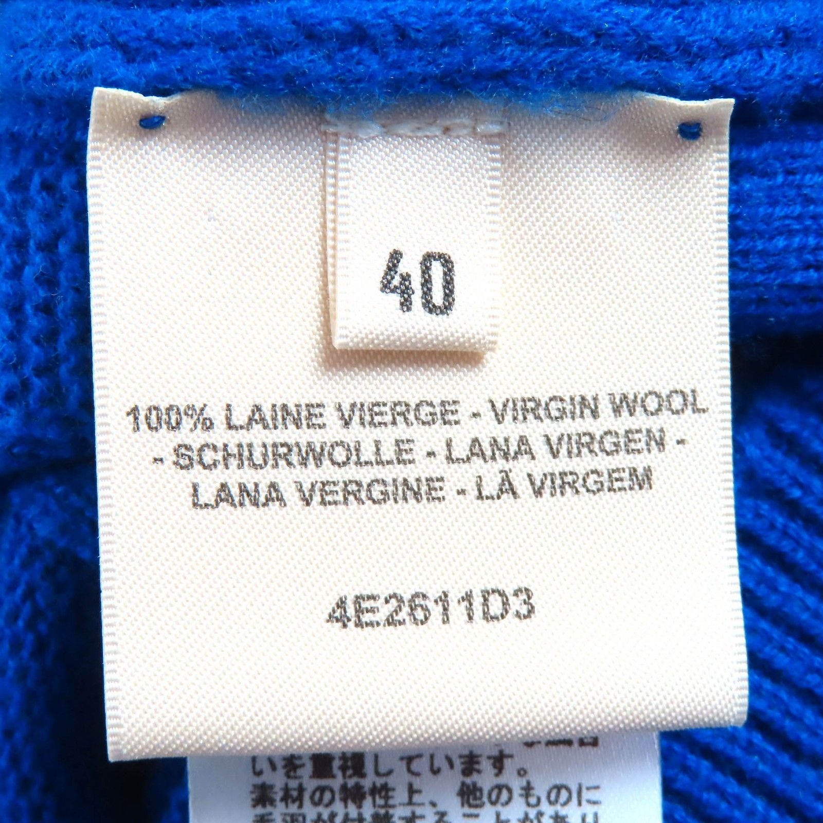 Hermes Wool Motif All Pattern Crew Neck Long Sleeve Knit Sweater Blue 40 — view 7